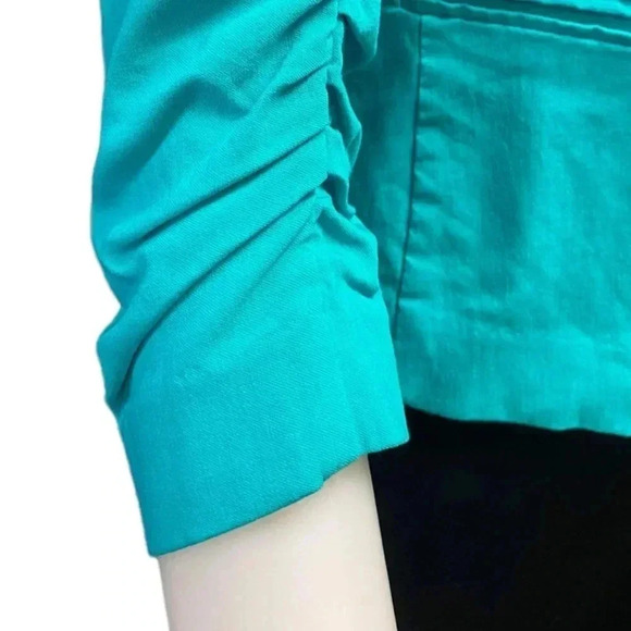 89th & Madison  Aquamarine Gathered Half Sleeve Blazer Size Small - Picture 10 of 12